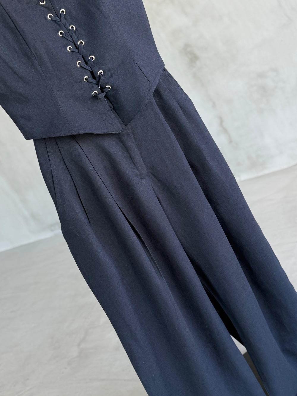 Premium Keten Korse Form Bustiyer Takım (Lacivert)