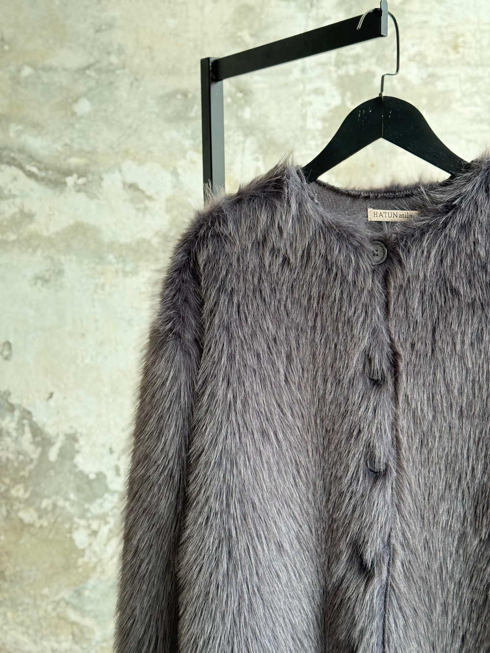 Premium Oversize Peluş Kürk Ceket (Antrasit)