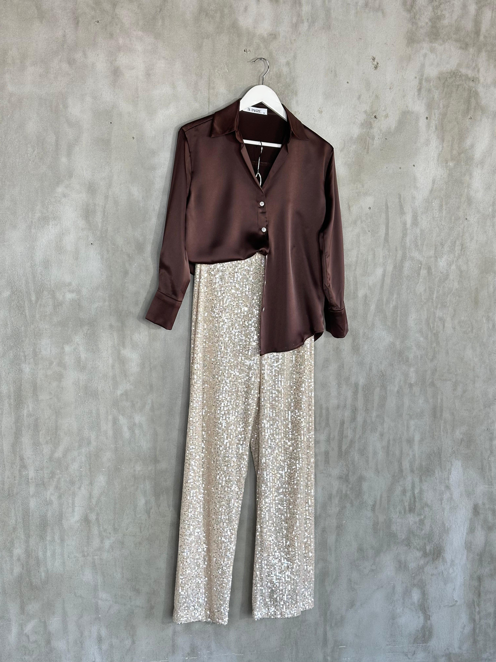 Pul Payet İşçilikli Astarlı Pantolon (Gold)