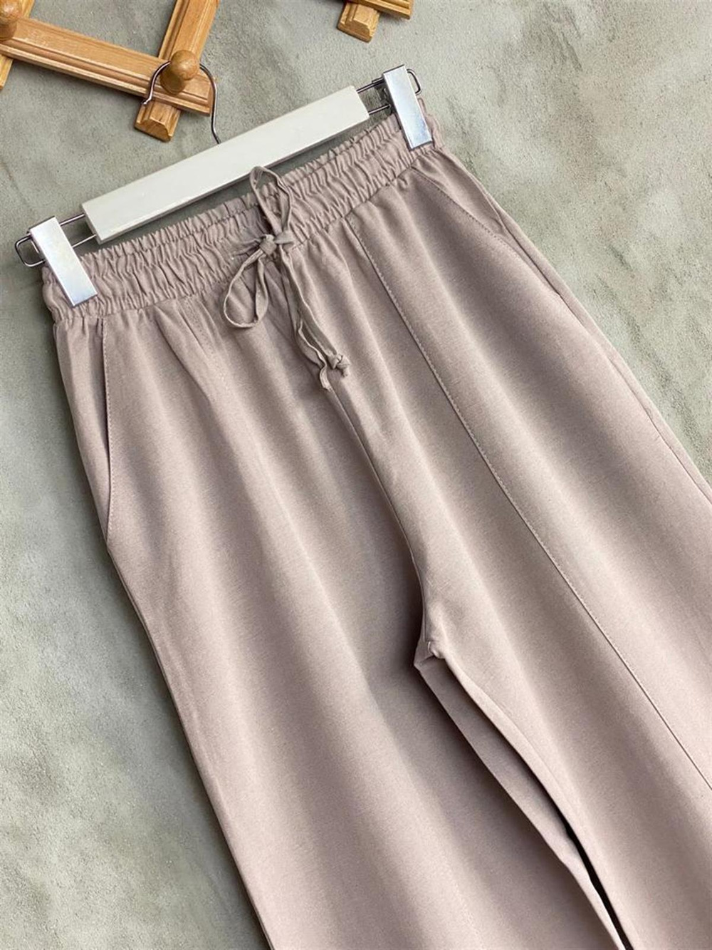 Şalvar Model Keten Pantolon (Kum Beji)