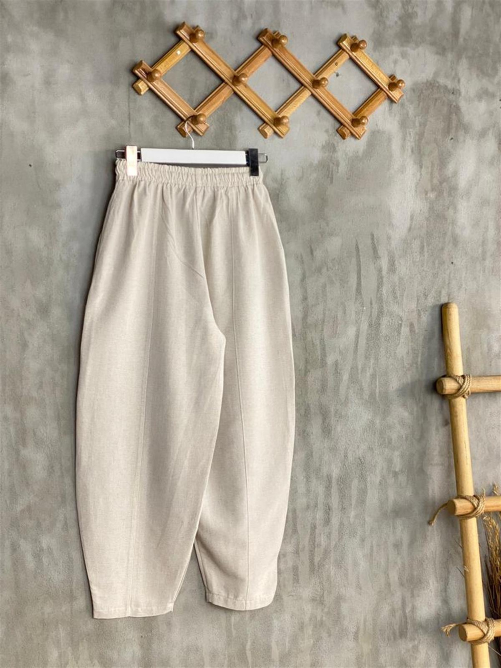 Şalvar Model Keten Pantolon (Taş)