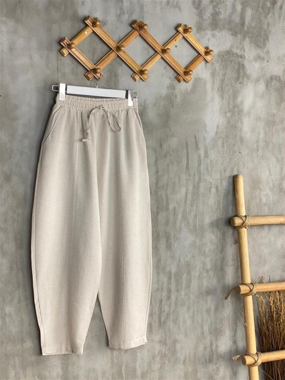 Şalvar Model Keten Pantolon (Taş)