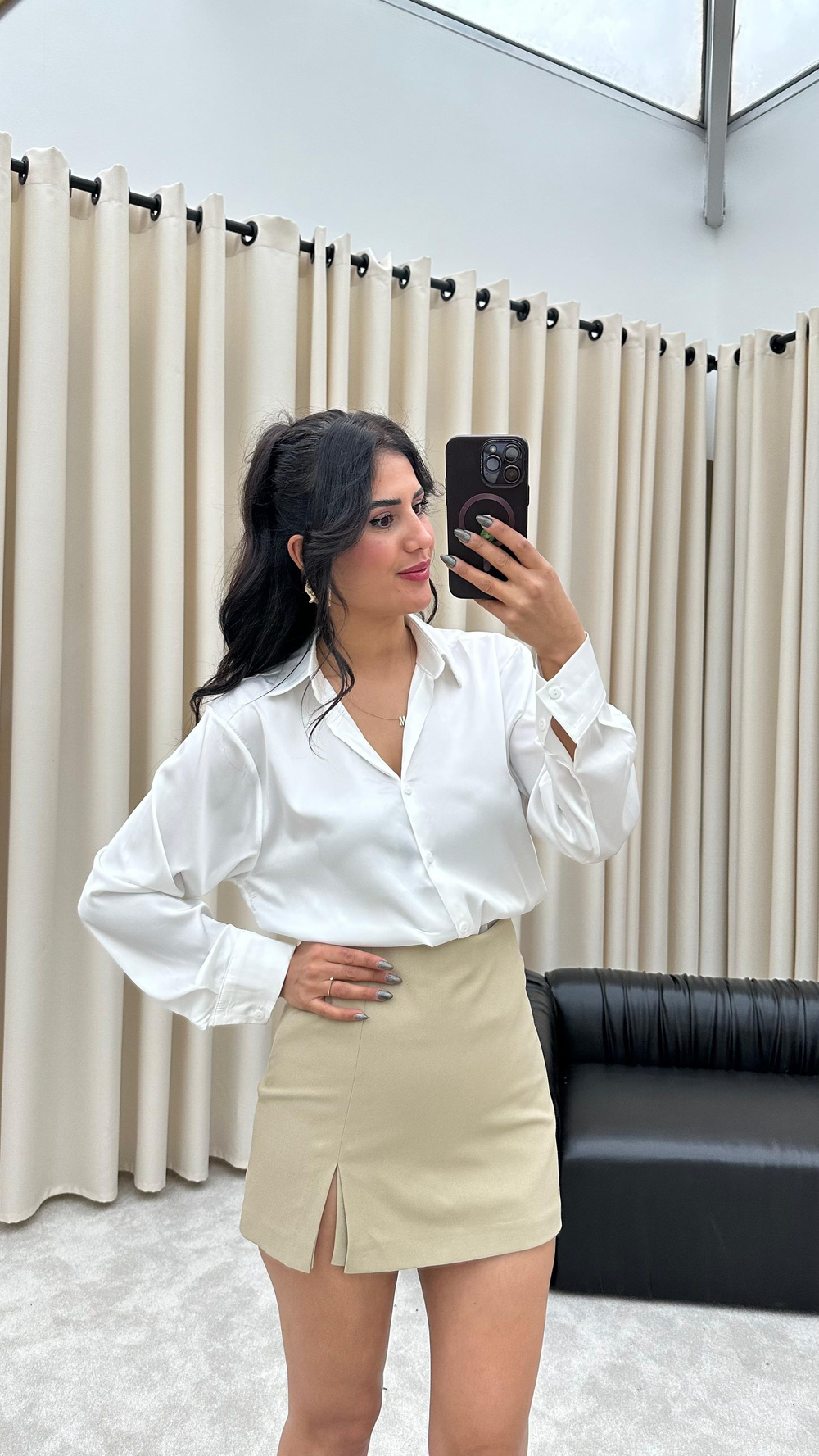 Saten Beyaz Gömlek