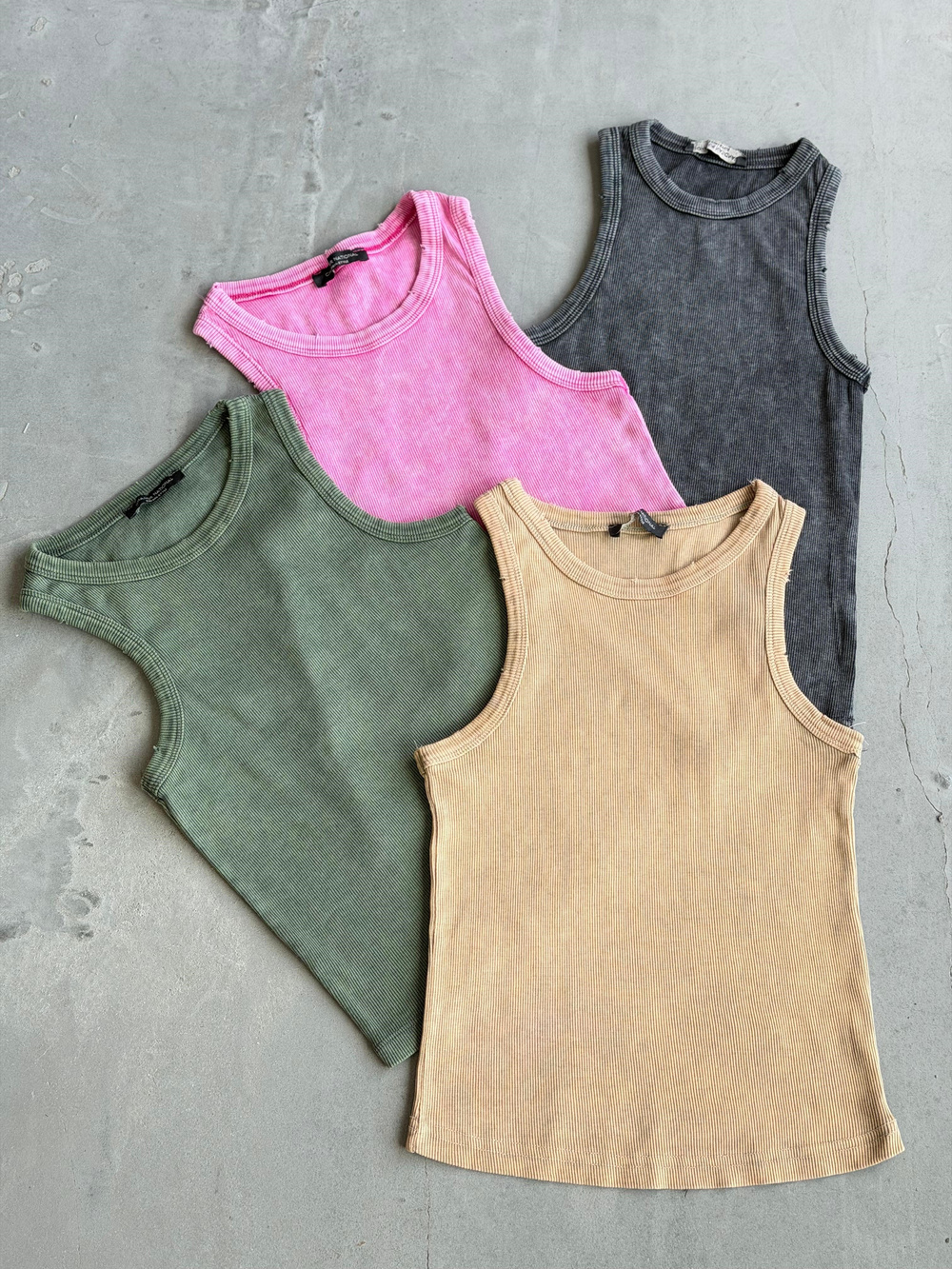 Taş Yıkamalı Halter Yaka Atlet (Antrasit/Pembe/Haki/Camel)