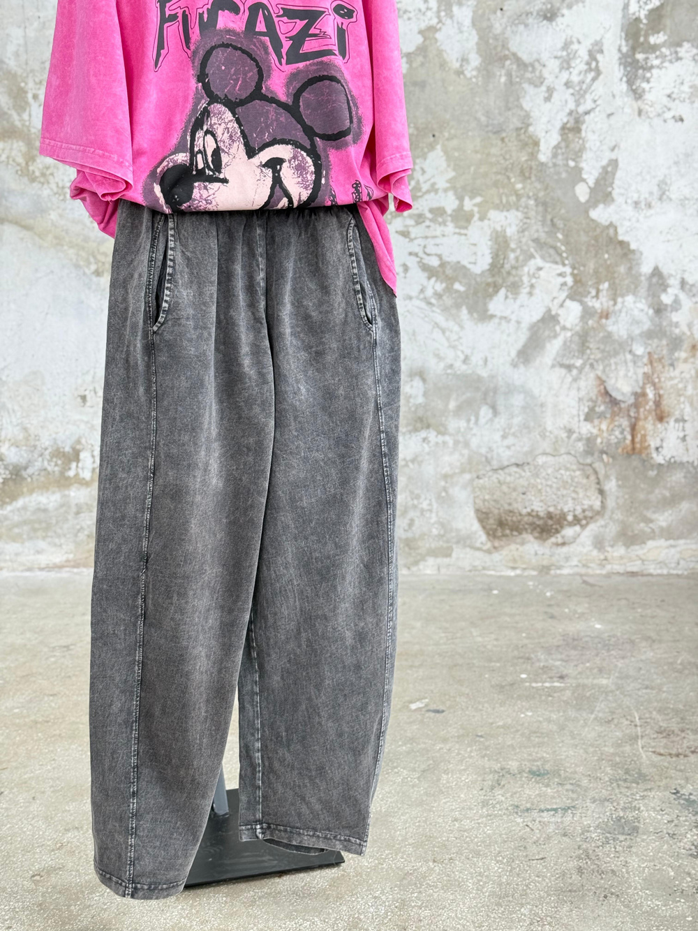 Taş Yıkamalı Şalvar Model Pantolon (Antrasit)