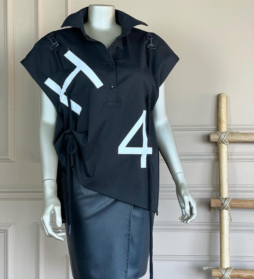 Tasarım Model Coton Kumaş Oversize Gömlek  (SİYAH)