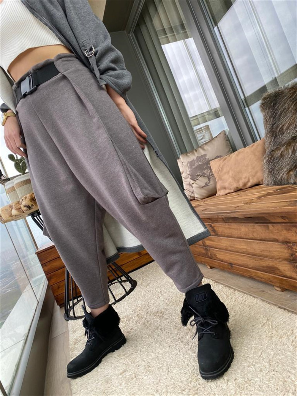 Tasarım Model Kemerli Şalvar Pantolon