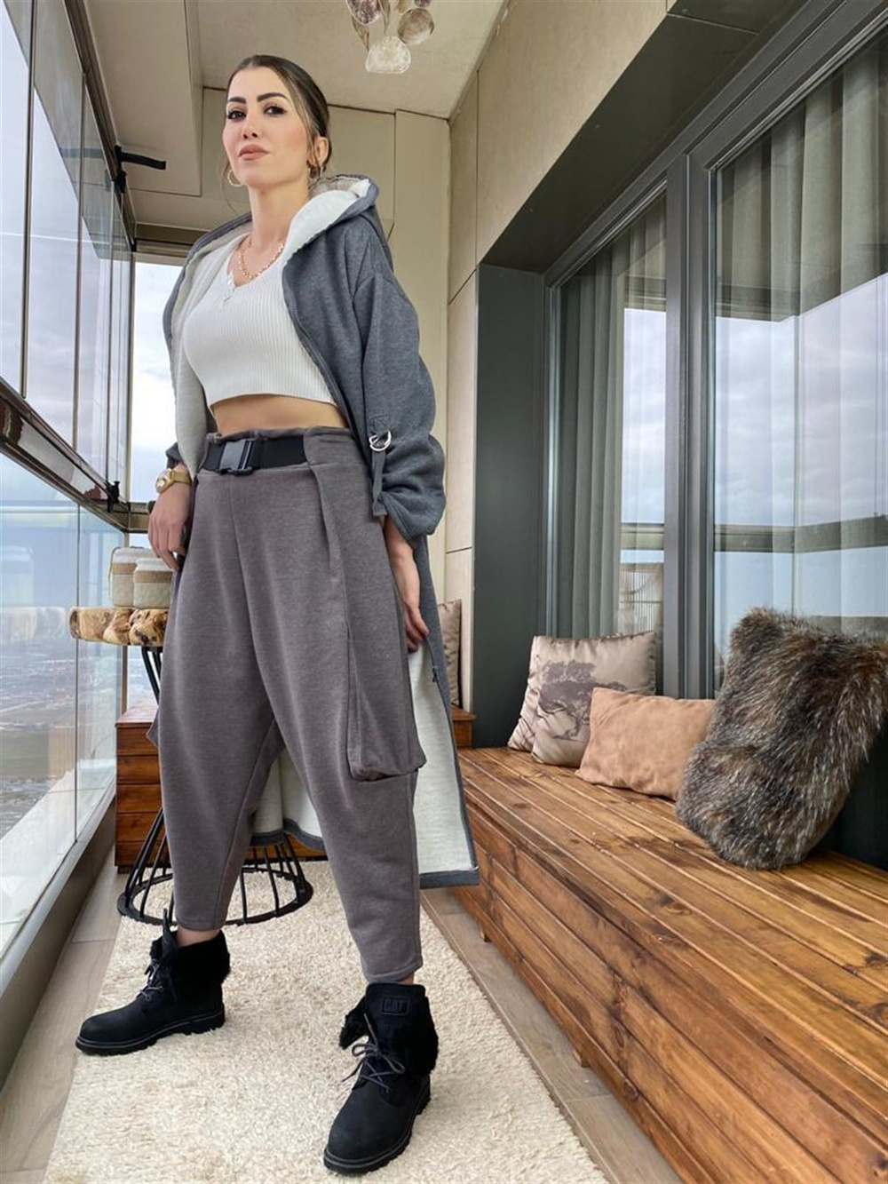 Tasarım Model Kemerli Şalvar Pantolon