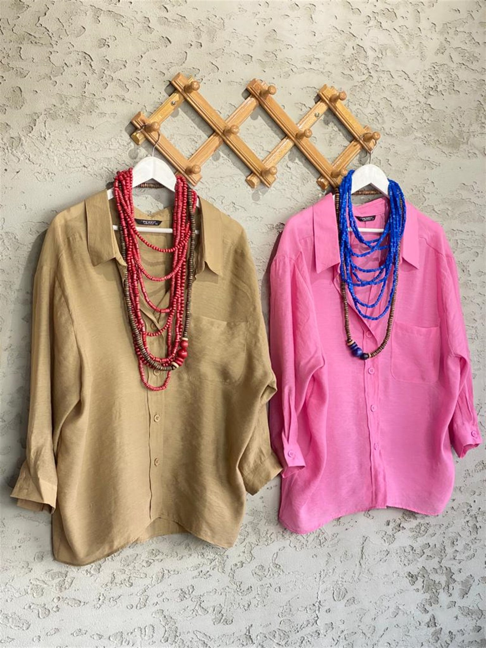 Düşük Omuzlu Oversize Gömlek (Pembe)