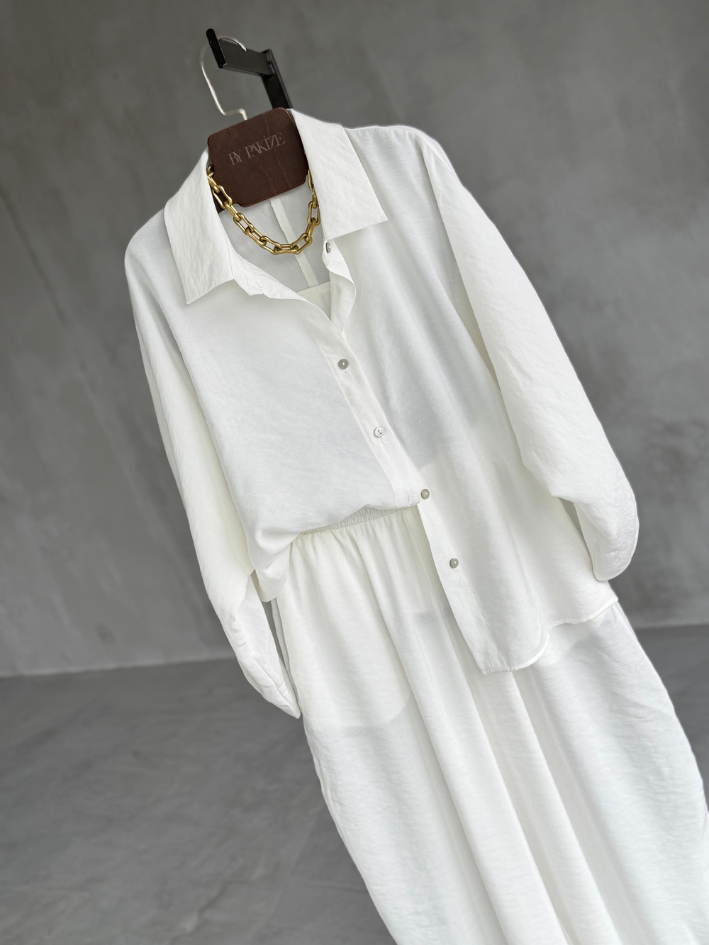 Tensel Kumaş Şalvar Model Takım (Beyaz)