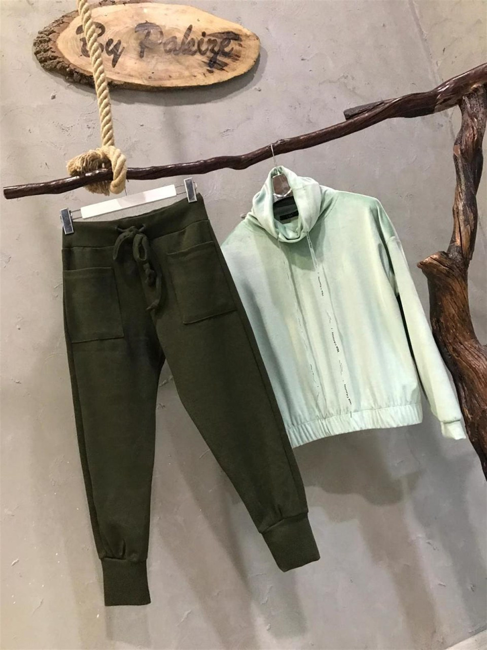 Triko Tok Kumaş Eşofman Pantolon (HAKİ)
