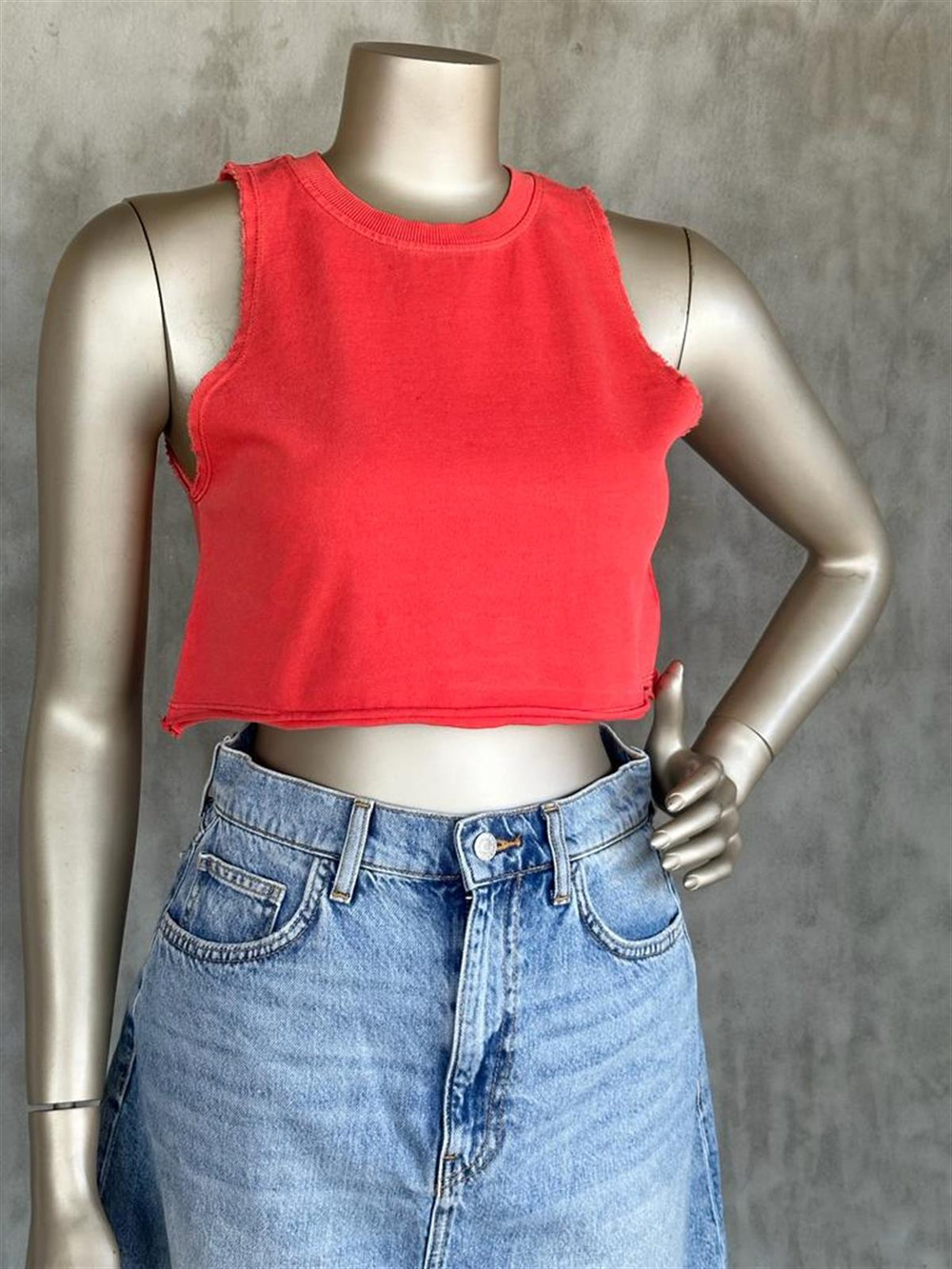 Yıkamalı Crop Top (Antrasit/Haki/Kırmızı)