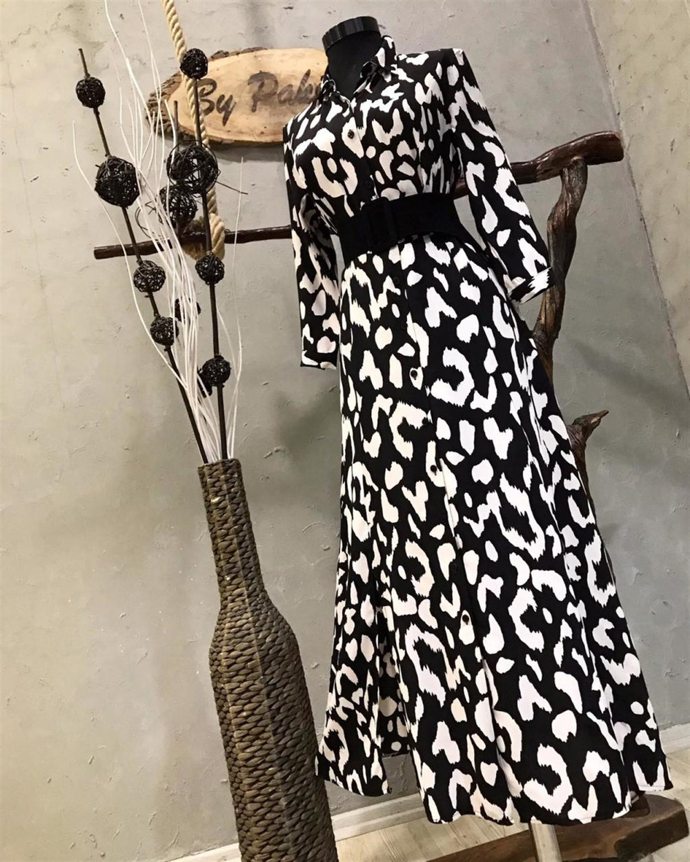 Zebra Desenli Gömlek Elbise