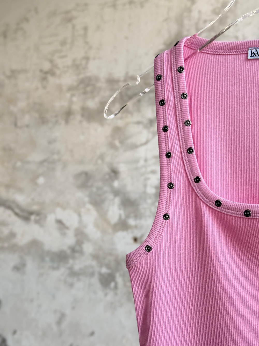 Zımba Detaylı Kare Yaka Atlet (Pembe)