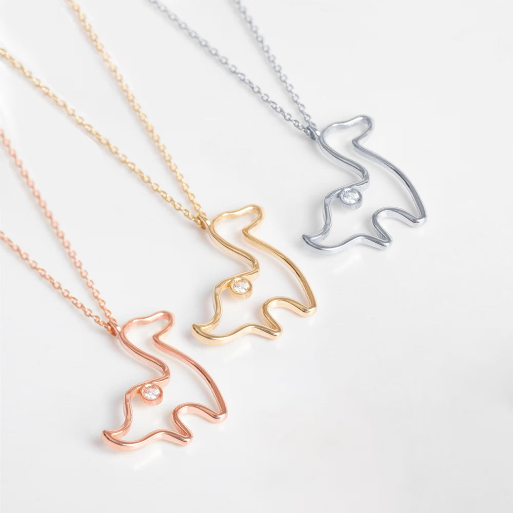  Altın Dinozor Taşlı Kolye - Goldstore