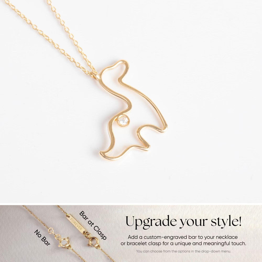  Altın Dinozor Taşlı Kolye - Goldstore