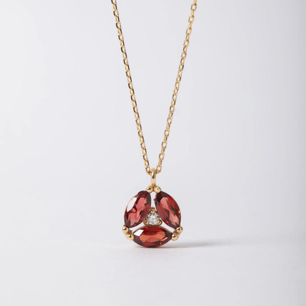 0.99 Karat Pırlanta ve Garnet Altın Kolye - Goldstore