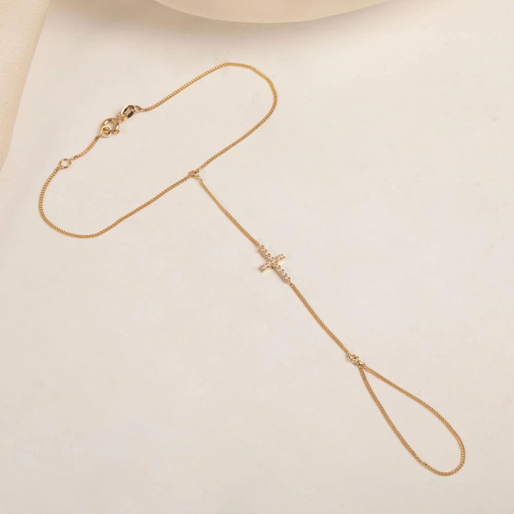 0.12 Karat Pırlanta Altın Haç Şahmeran Bileklik - Goldstore