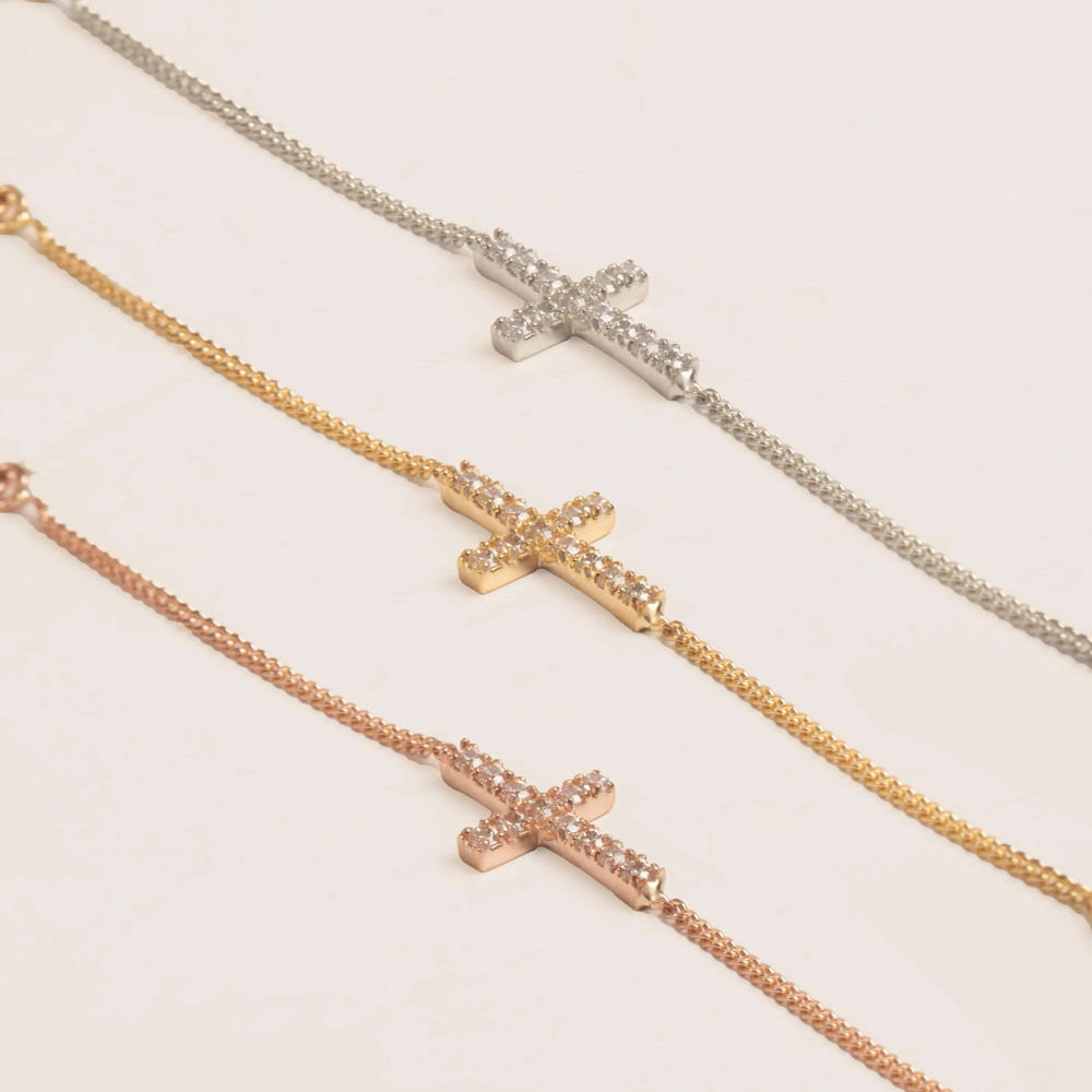 0.12 Karat Pırlanta Altın Haç Şahmeran Bileklik - Goldstore