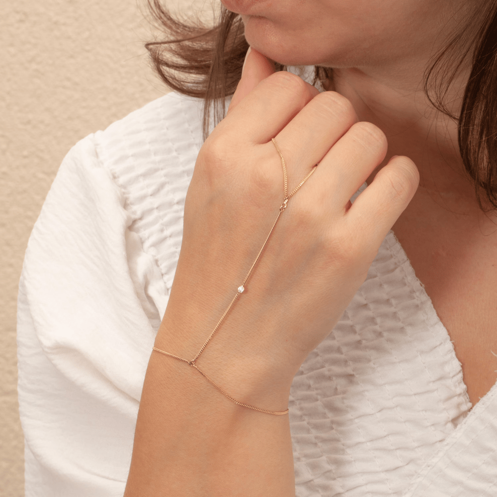 0.25 Carat Diamond Gold Hand Chain Bracelet - Goldstore