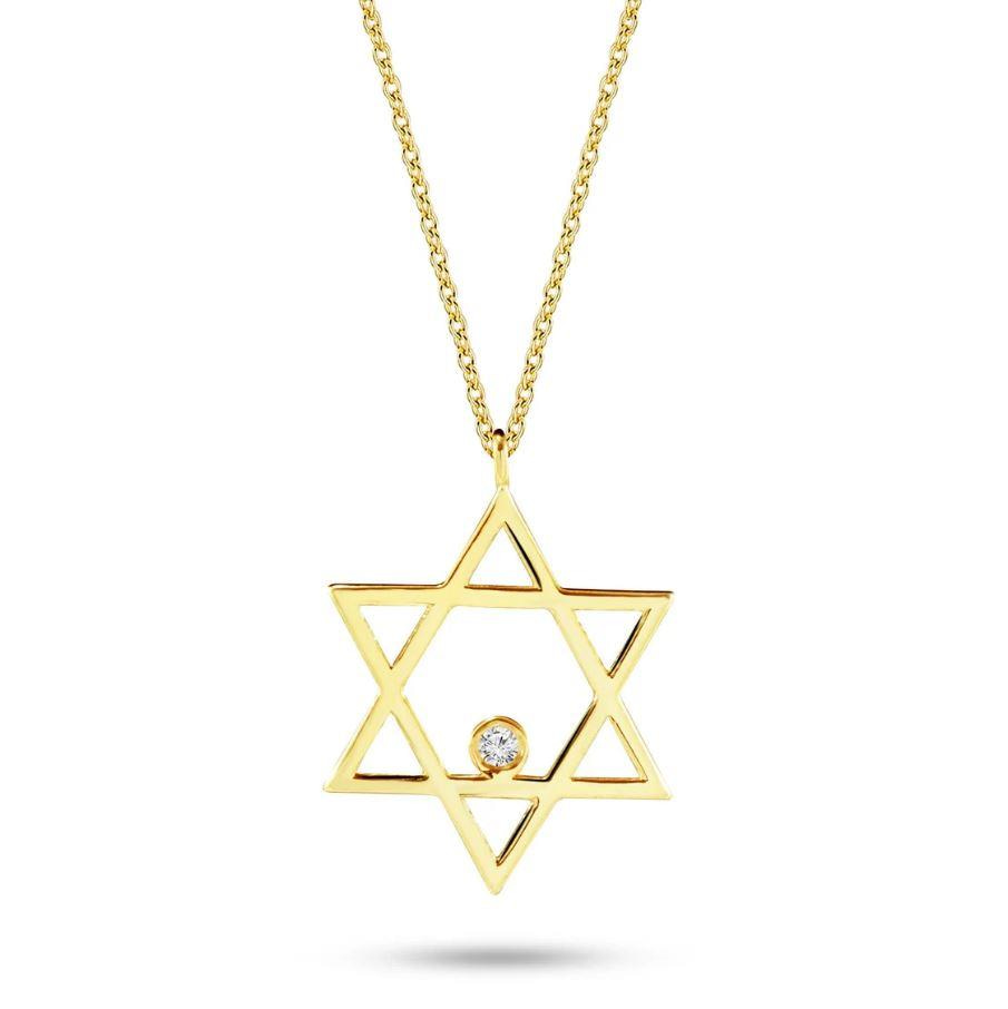 0.01 Karat Pırlanta Davud Yıldızı Kolye - Goldstore