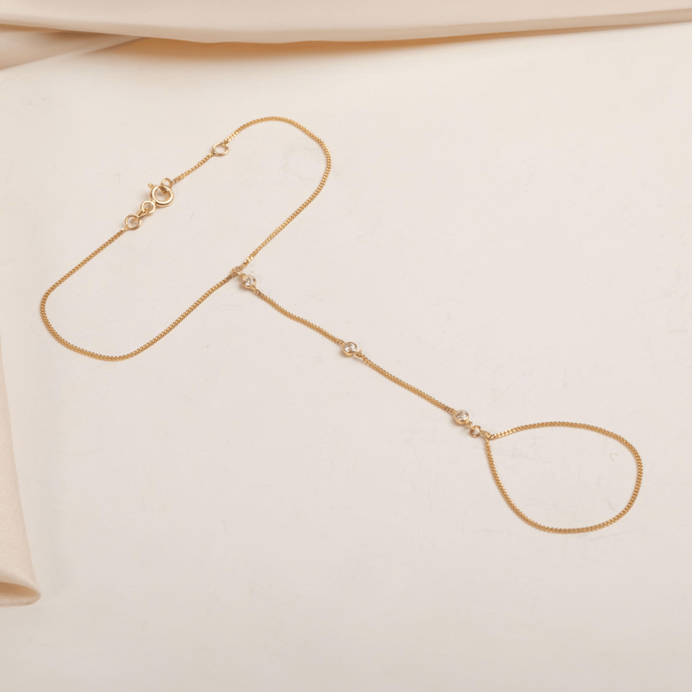 0.25 Carat Diamond Gold Hand Chain Bracelet - Goldstore