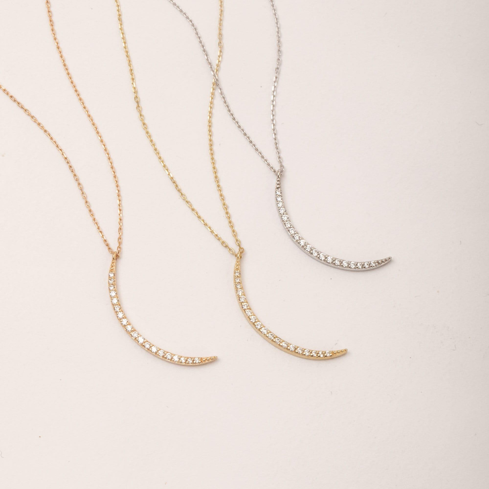 0.11 Karat Elmas Altın Hilal Ay Kolye - Goldstore