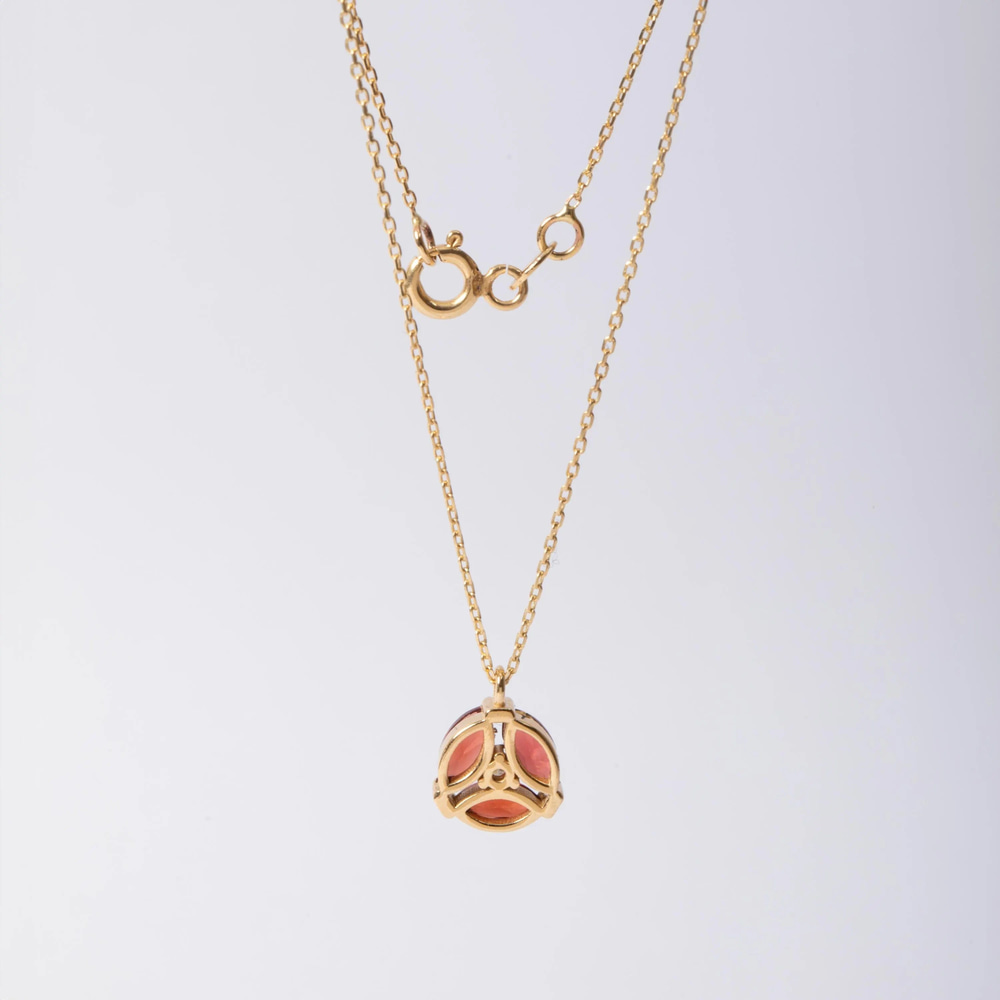 0.99 Karat Pırlanta ve Garnet Altın Kolye - Goldstore