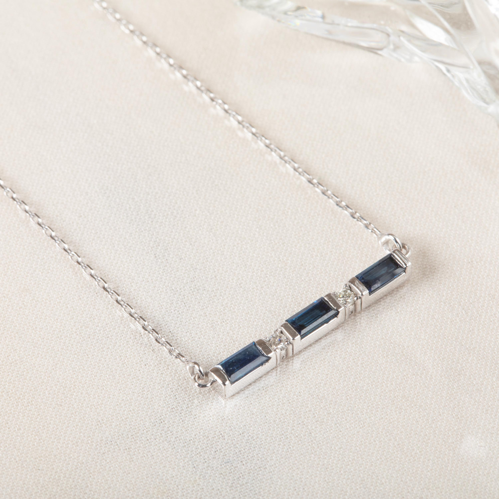 0.48 Karat Pırlanta ve Safir Altın Kolye - Goldstore