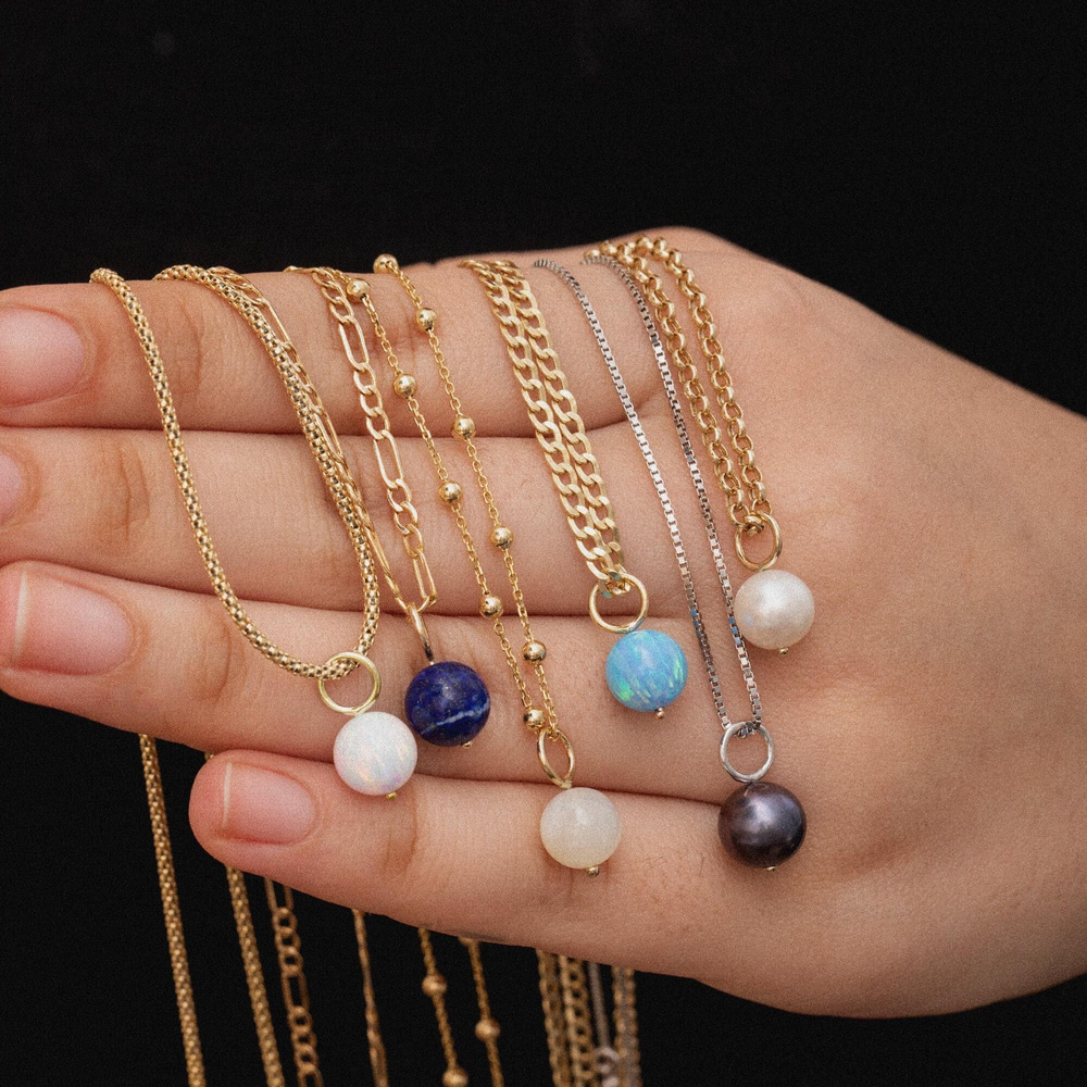 Altın 8 mm İnci Top Charm Kolye Ucu - Goldstore