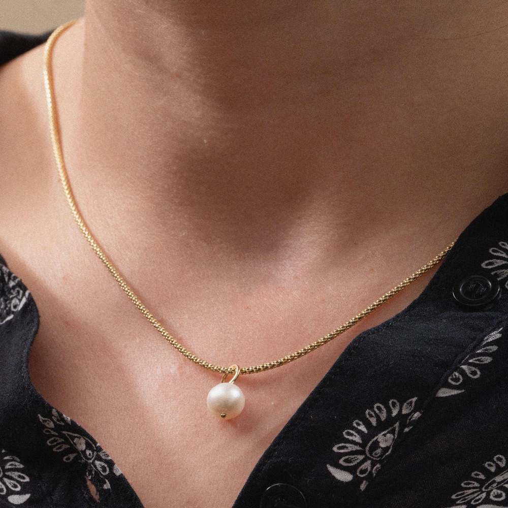 Altın 8 mm İnci Top Charm Kolye Ucu - Goldstore