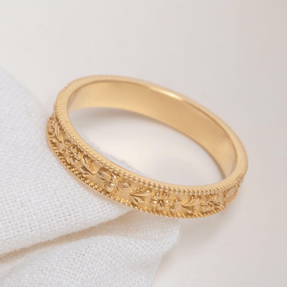 Altın Arı Çiçek Yüzük - Goldstore