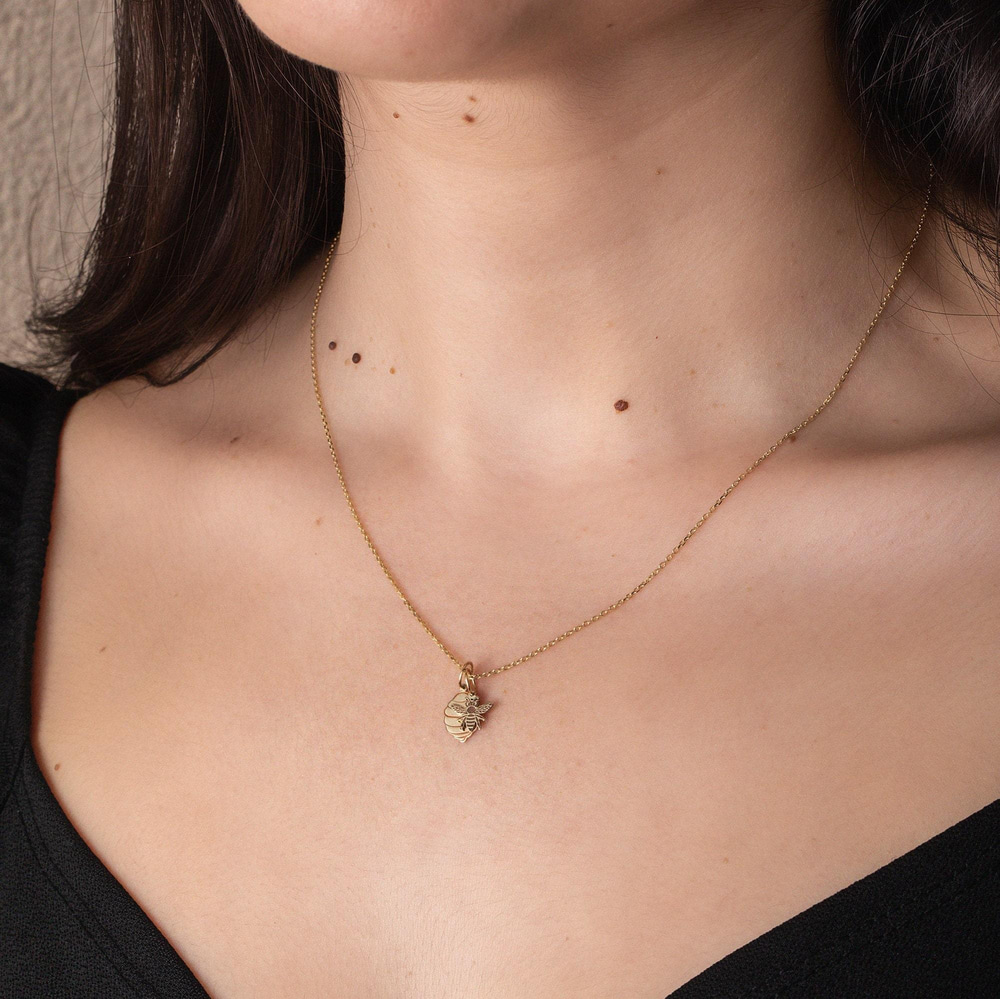 Altın Arı ve Petek Kolye - Goldstore