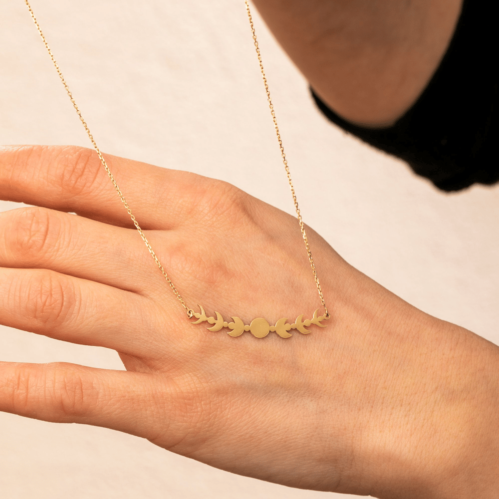Altın Ay Evreleri Kolye - Goldstore