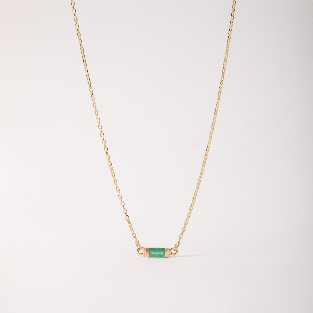 Altın Baget Zümrüt Kolye - Goldstore