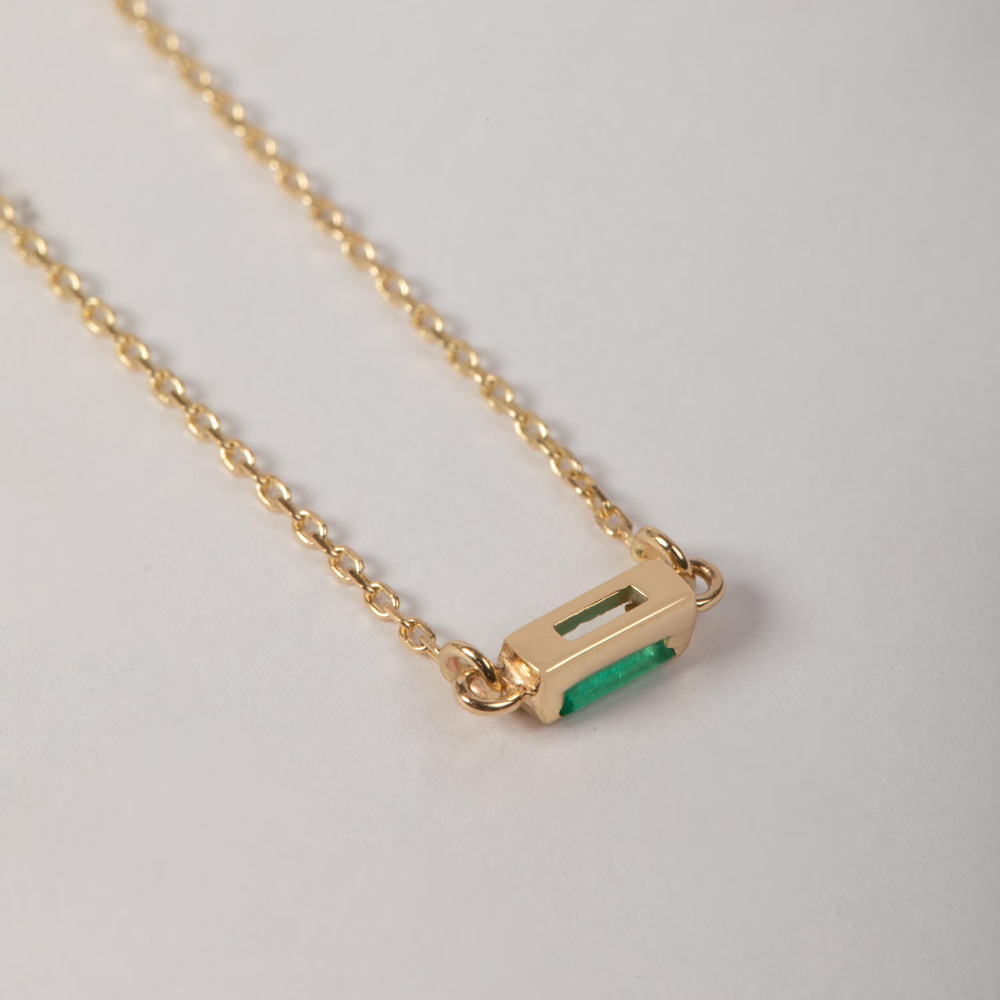 Altın Baget Zümrüt Kolye - Goldstore