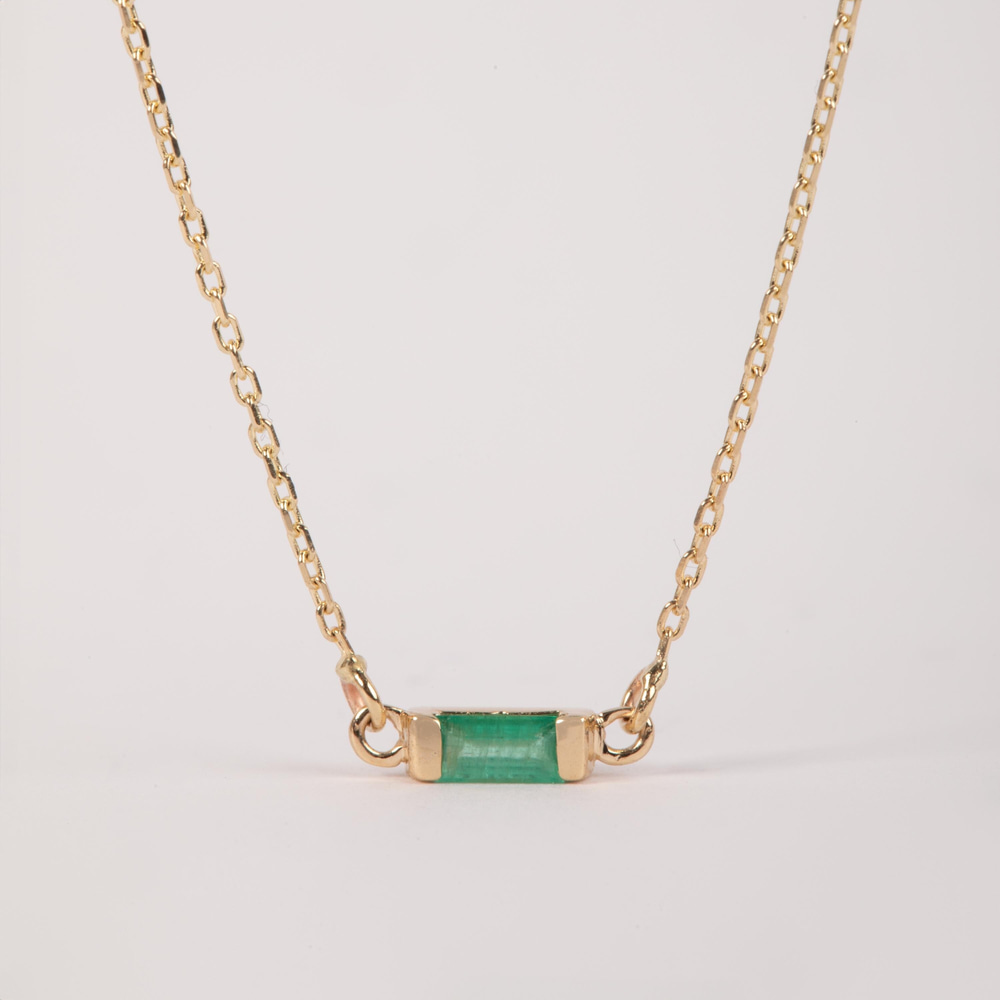 Altın Baget Zümrüt Kolye - Goldstore