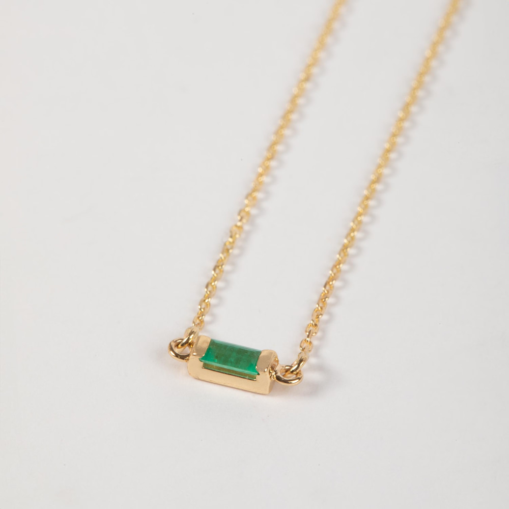 Altın Baget Zümrüt Kolye - Goldstore