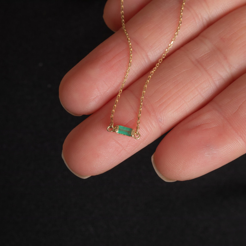 Altın Baget Zümrüt Kolye - Goldstore