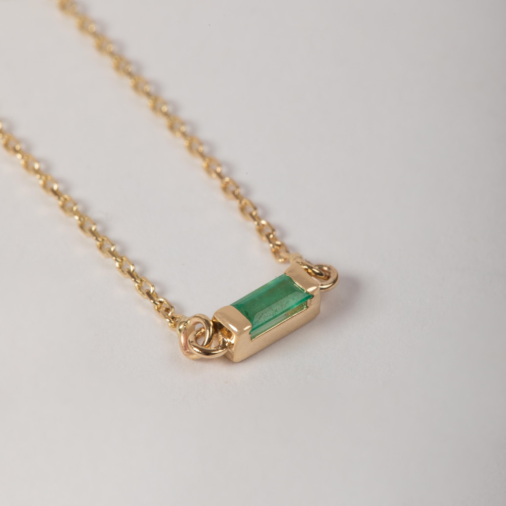 Altın Baget Zümrüt Kolye - Goldstore