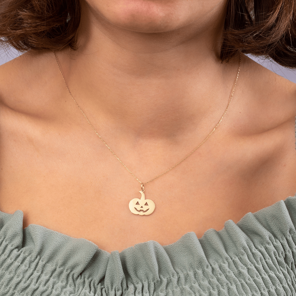 Altın Balkabağı Figürlü Kolye - Goldstore