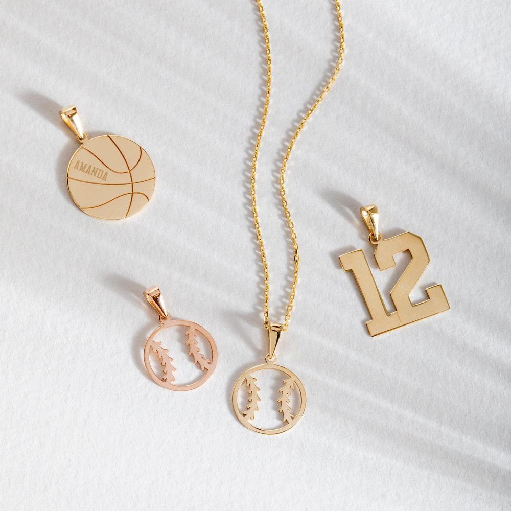 Altın Beyzbol Figürlü Kolye - Goldstore
