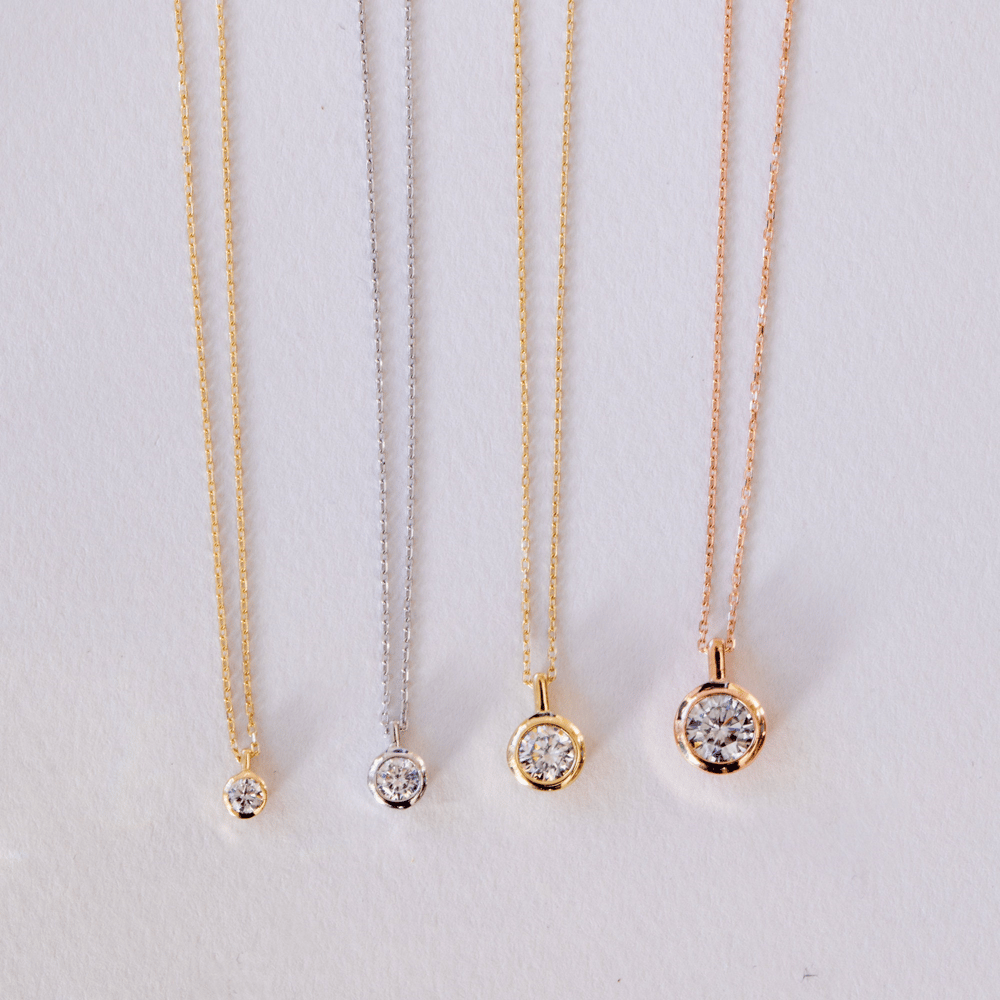 Altın Bezel Tektaş CZ Kolye - Goldstore