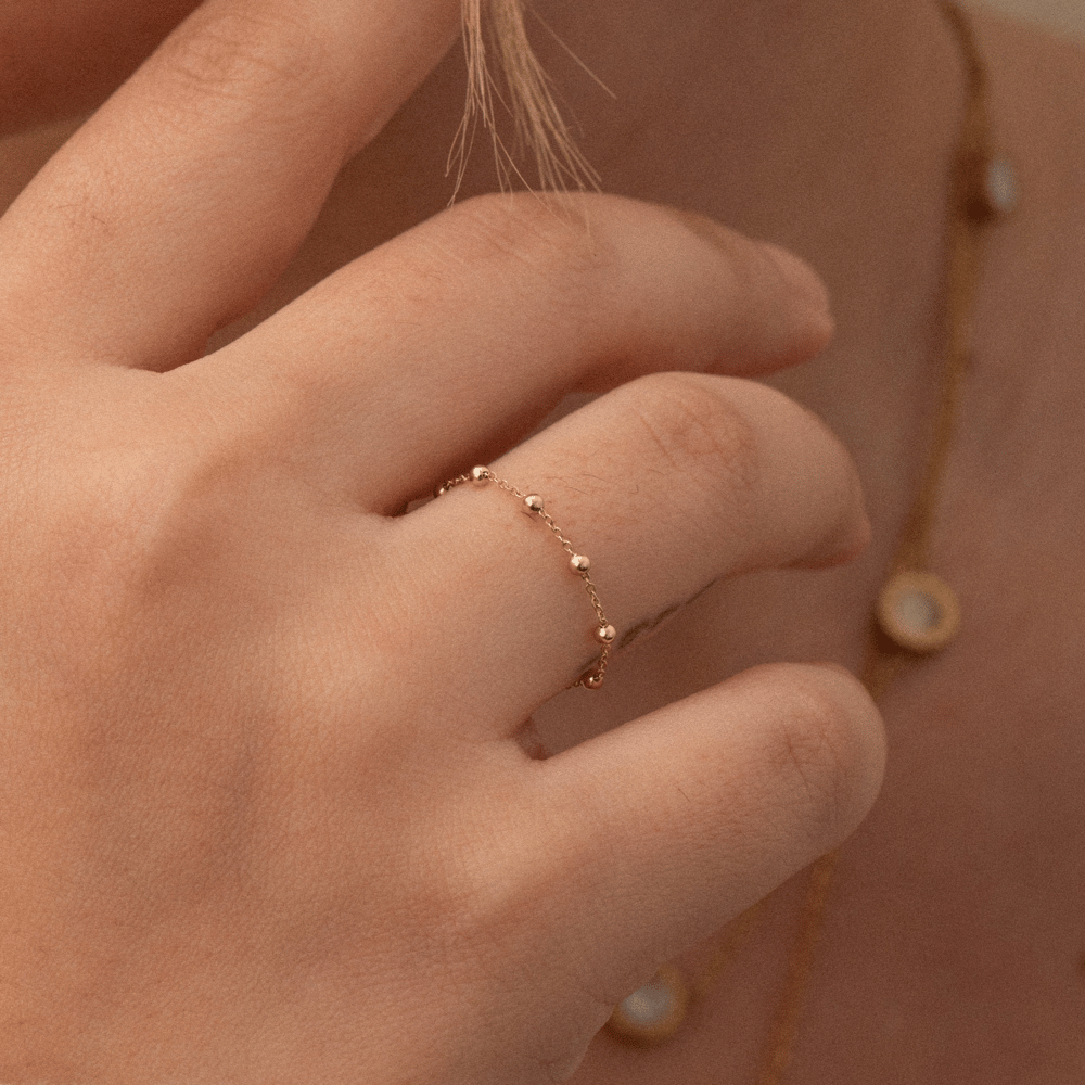 Altın Boncuk Detaylı Yüzük - Goldstore