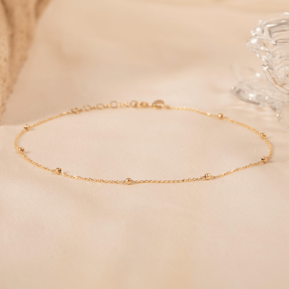 Altın Boncuk Detaylı Zincir Halhal - Goldstore
