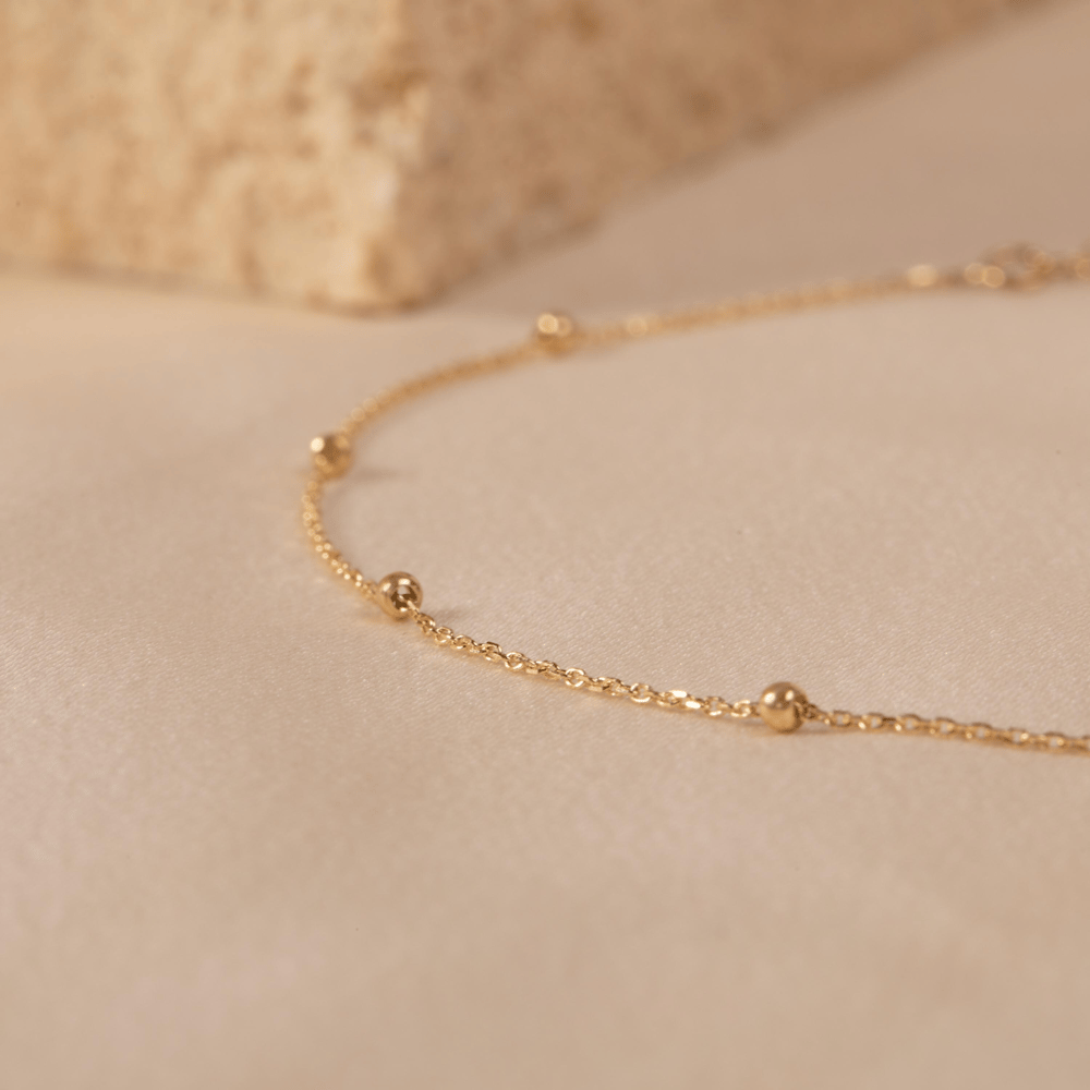 Altın Boncuk Detaylı Zincir Halhal - Goldstore