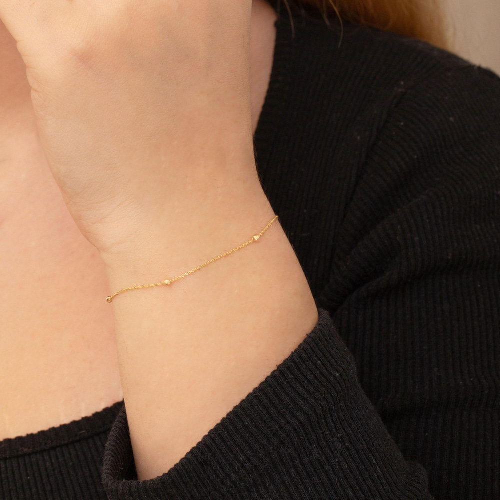 Altın Boncuk Zincir Bileklik - Goldstore