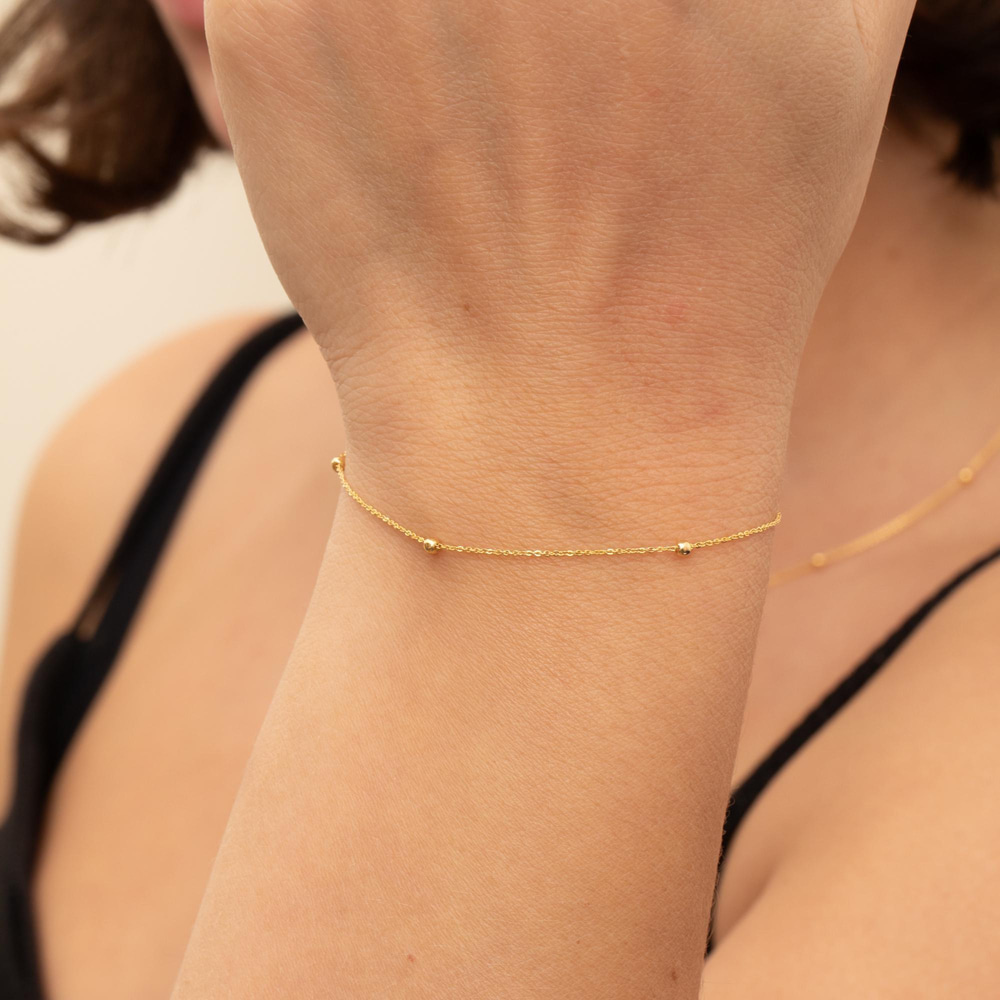 Altın Boncuk Zincir Bileklik - Goldstore