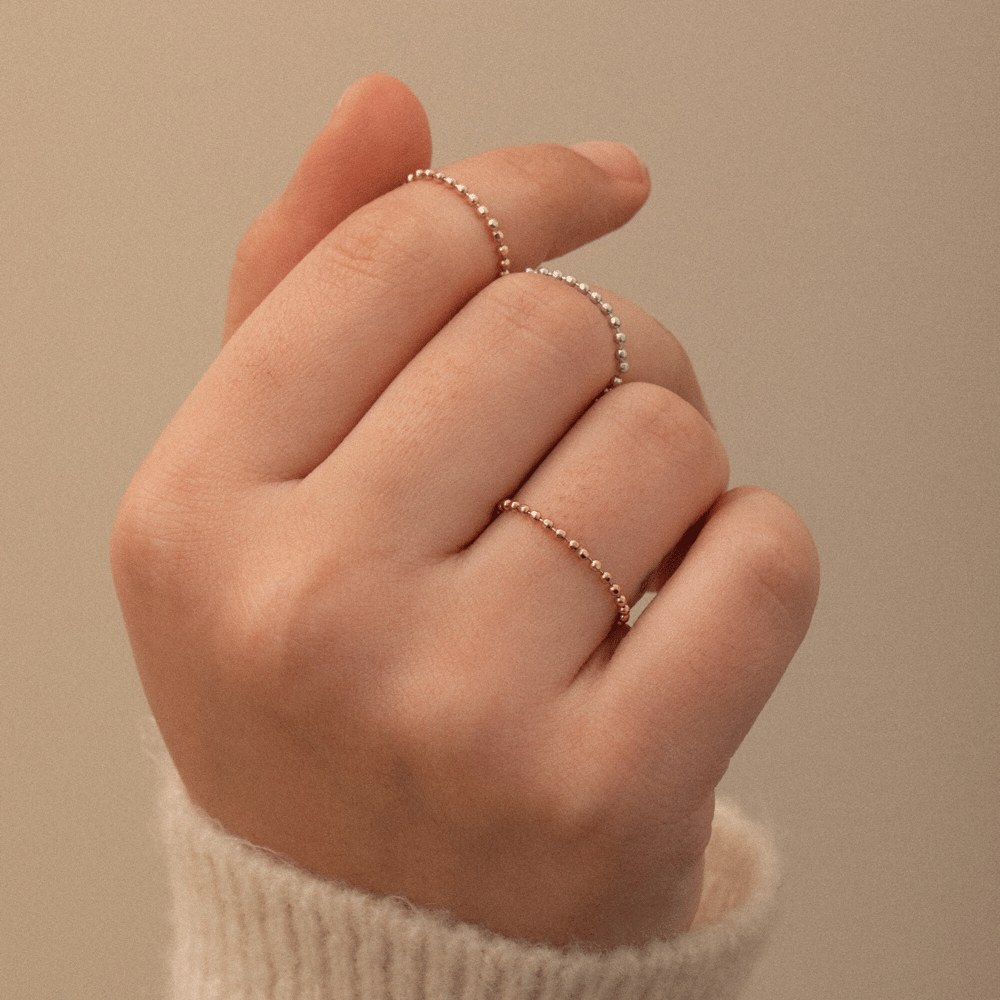 Altın Boncuk Zincir Yüzük - Goldstore
