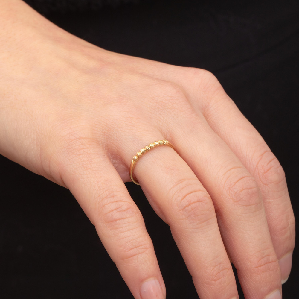 Altın Boncuklu İnce Yüzük - Goldstore